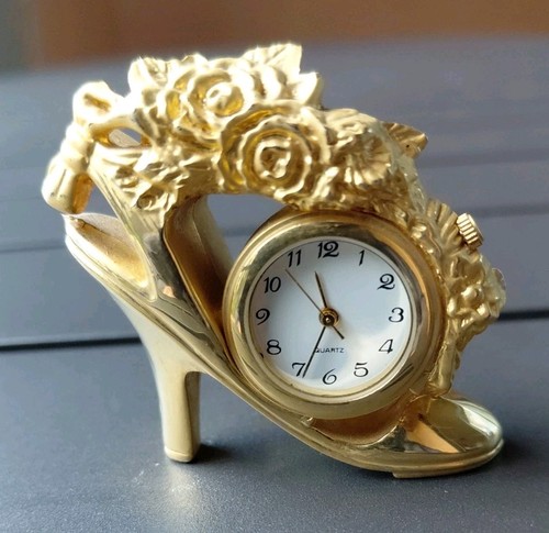 Vintage miniature brass clock - vintage,